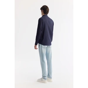 Erkek Regular Fit Lacivert Düğmeli Yaka %100 Pamuk Oxford Basic Gömlek B002034