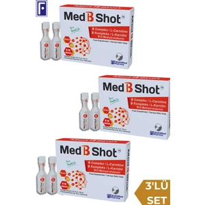 MED B SHOT B12 Kompleks Vit. (METİLKOBALAMİN) ,B1 ,B2,B3,B5,B6,B1 ,Biotin ,L Karnitin  Avantaj 3'lü Paket