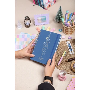 A5 Süresiz Haftalık Planlayıcı Spiralli Kumaş Kapak - Mavi