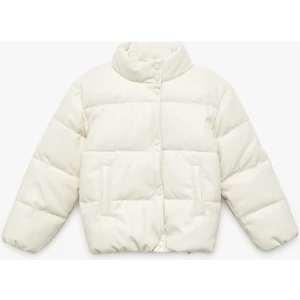 Dik Yaka Cepli Uzun Kollu Suni Deri Şişme Mont