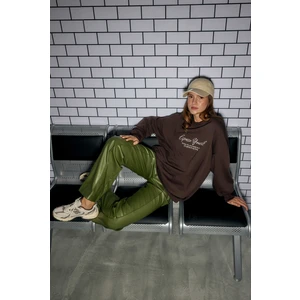 Rahat Kesim Deri Pantolon Yosun