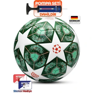 Profesyonel Futbol Topu 2025 Şampiyonlar Ligi Pompalı Sert Zemin Halı Saha Futbol Topu No5 Yeşil 555