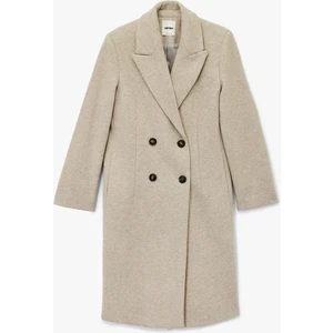 Cepli Uzun Kollu Kruvaze Düğmeli Kaşe Kaban