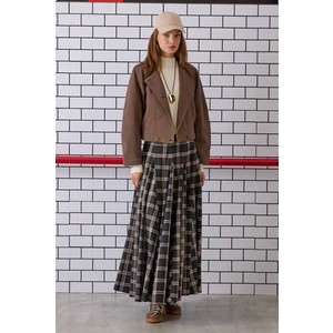 Volanlı Ekose Etek Antrasit