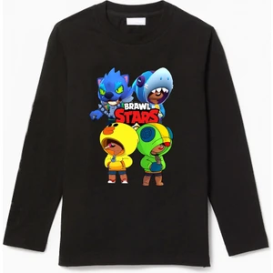 Uzun Kollu Leon Karakteri Brawl Stars Baskılı Pamuklu Uzun Kollu Çocuk T-Shirt