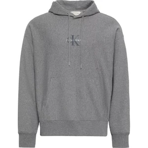 Erkek Rahat Kalıp Kapüşonlu Sweatshirt - Gri Melanj