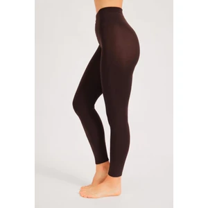 Kadın Ayaksız Örgü Tayt Kahve Melanj