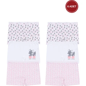 Kız Çocuk Pamuklu 6'lı Baskılı Boxer