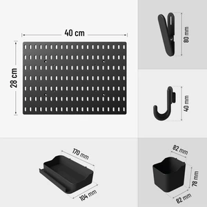 Çok Amaçlı Pano Organizatör Set 1( 28 cm x 40 cm ) Siyah - Yapışkanlı