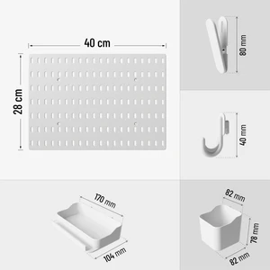 Çok Amaçlı Pano Organizatör Set 1(28 cm x 40 cm )Beyaz- Dübelli