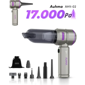 Ahv-02 Kablosuz Araç Içi Süpürge Mor | 17000PA Güçlü Vakum | Fırçasız Motor | Üfleme & Vakum Özellikli | 9 Başlık + Type-C Kablo