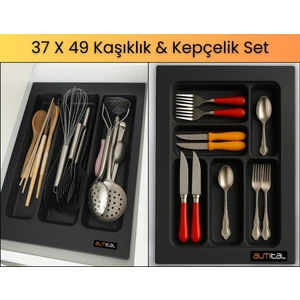 37x49 Cm. Antrasit Kaşıklık Ve Kepçelik 2'li Set (32x41 cm'e kadar kesilebilir)