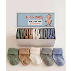 Organik Pamuk Unisex 5'li Kutulu Premium Yeni Doğan Bebek Çorabı