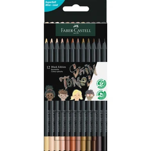Black Edition Boya Kalemi 12’li Skin Tones, Siyah Lata, Siyah Kağıda Uyumlu, Ergonomik Üçgen Gövde