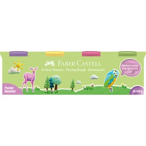 Faber-Castell Oyun Hamuru 4 Renk,4x100 gr, Pastel Tonlarda Güvenli,Yumuşak Hamur,Eğlenceli Hamur Seti