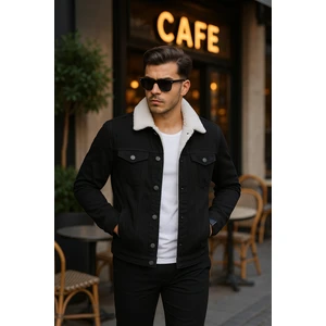 Siyah Renk Içi Kürklü Erkek Kot Mont