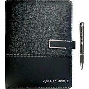 Oranlı Promosyon Kişiye Özel 2026 Organizer Ajanda Kart Bölmeli 18X23 Tarihli Defter Mıknatıs Klipsli Siyah Mekanizmalı Seperatörlü İsme Özel Tükenmez Kalem Hediyeli