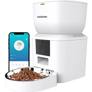 QQ023 Akıllı Kedi Köpek Mama Kabı, Tuya App-Wifi Uzaktan Kontrol, 4lt Hazne, Metal Kase