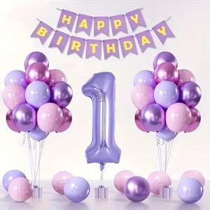 Mor Rakamlı 1 Yaş Balon Set