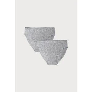 Kadın Gri 2 li Paket Modal Dar Kalıp Ara Bel Slip Külot 187