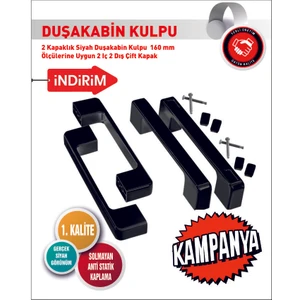 Duşakabin Cam Kapı Kare Kulp 4 Adet Duşakabin Kolu Siyah