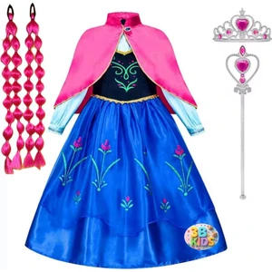 Anna Elsa Kostümü+Anna Pembe Bubble Saç+Taç+Asadoğum Günüdüğün Davet