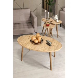 Gold Falez Mobilya AksesuarZİGON SEHPA VE ORTA SEHPA SET AHŞAP TORNA ELİPS CEVİZ