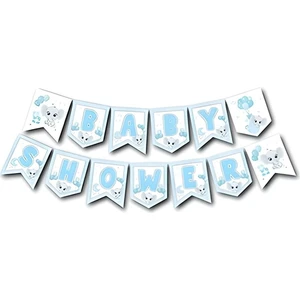 Zikzak Banner Baby Shower Mavi Fil