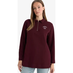 Regular Fit Polo Yaka Nakışlı Yarım Fermuarlı Sweatshirt Tunik G1312AX25AU