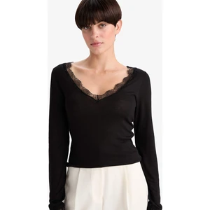 Modal Kaşmir Yumuşak Dokulu Dantelli Uzun Kollu Üst-Fall in Love F3168AX25AU