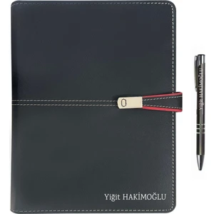 Oranlı Promosyon Kişiye Özel 2026 Organizer Ajanda Kart Bölmeli 18X23 Tarihli Defter Metal Klipsli Siyah Seperatörlü İsme Özel Tükenmez Kalem Hediyeli