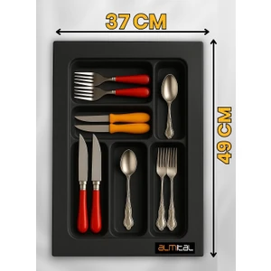 37x49 cm 6 gözlü Antrasit Çekmece Içi Kaşıklık 31*41 Cm'e Kadar Kesebilirsiniz