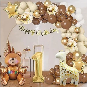 Lüks Kahverengi 1 Yaş Balon Seti
