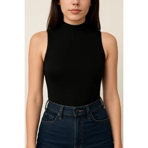 Kadın Pamuk Modal Kumaş Dik Yaka Kolsuz Şık Bluz – Yumuşak Dokulu Üst Giyim