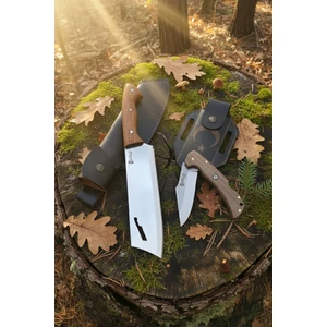Isme Özel 2'li Outdoor Kamp Seti Bıçak Kamp Çakı Deri Kılıf Set