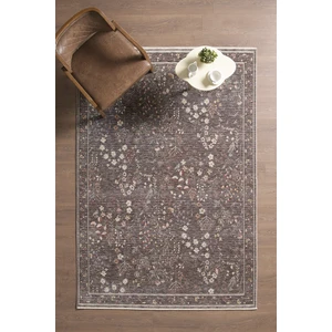 Frezia Floral Bambu Polyester Oturma Odası Salon Mutfak Halısı Eskitme Çiçekli Vintage Halı