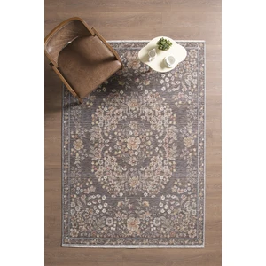 Frezia Floral Bambu Polyester Oturma Odası Salon Mutfak Halısı Eskitme Çiçekli Vintage Halı