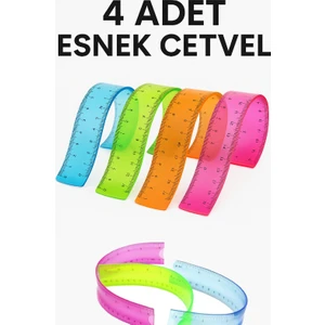 4 Adet Esnek Cetvel Dayanıklı Kırılmaz Cetvel 30 cm Karışık Renkler
