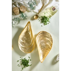 Gold Istiridye Cam Meze Servis Tabağı - 2\' Li Paket