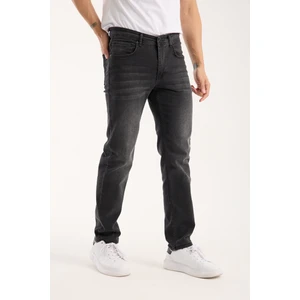 Erkek Pantolon Siyah Regular Fit Fermuarlı Jeans