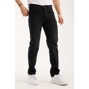 Erkek Pantolon Siyah Regular Fit Fermuarlı Jeans