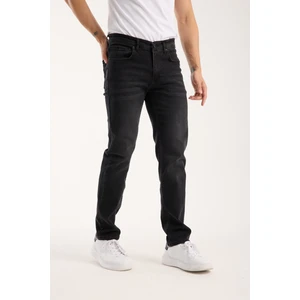 Erkek Pantolon Siyah Regular Fit Fermuarlı Jeans