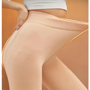 Peluş Ten Görünümlü Külotlu Çorap Polar Siyah-Ten