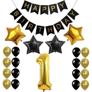 Çıtıpıtıstore Siyah Gold 1 Yaş Doğum Günü Seti