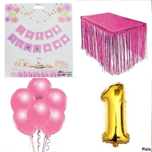 Doğum Günü Parti Seti 1 Rakam Pembe Konsept