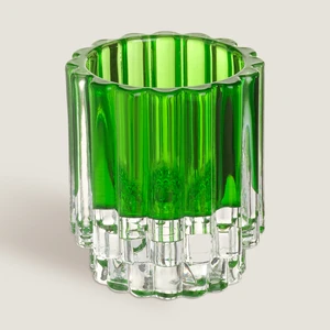 Nanjıng Cam Şamdan 7X7X8 cm Yeşil