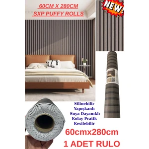 60CM x 280CM 1 Adet Kendinden Yapışkanlı Kömür Gri Lambiri Desenli Duvar Paneli Kağıdı GS8002