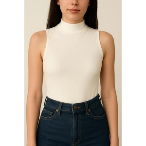 Kadın Pamuk Modal Kumaş Dik Yaka Kolsuz Şık Bluz – Yumuşak Dokulu Üst Giyim