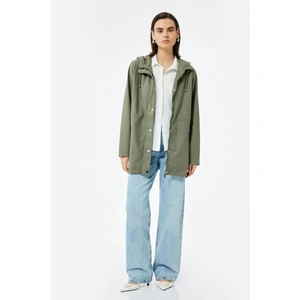 Kadın Cepli Beli Bağlamalı Uzun Kollu Fermuarlı Kapüşonlu Yağmurluk 6WAK00007EW