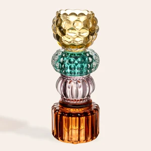 Nanjıng Cam Dekoratif Obje 9X9X24 cm Sarı - Pembe